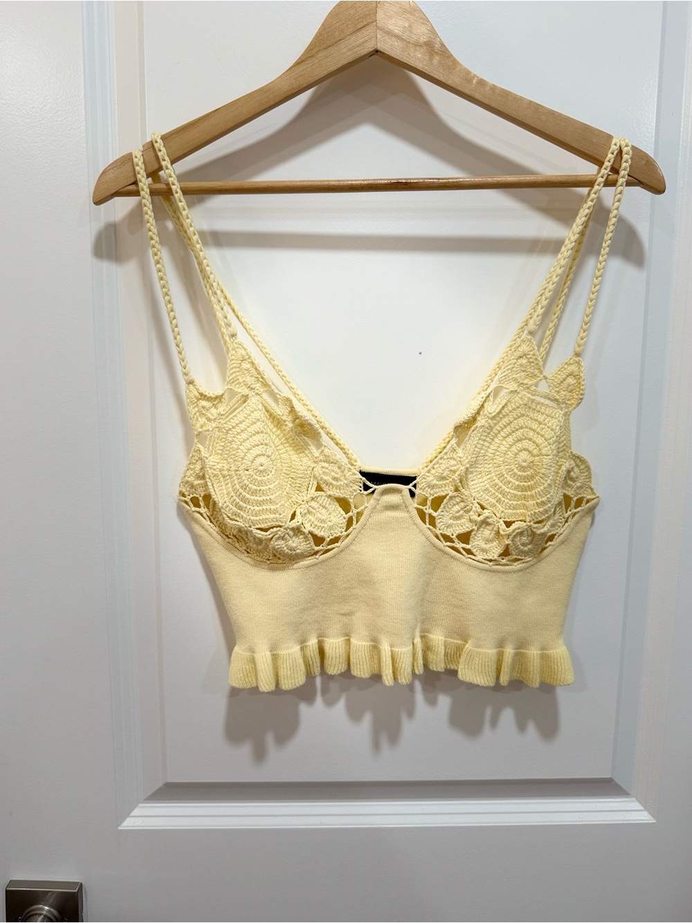 Majorelle x Revolve Aiden Knit Crochet Crop Top in Limoncello Size Large